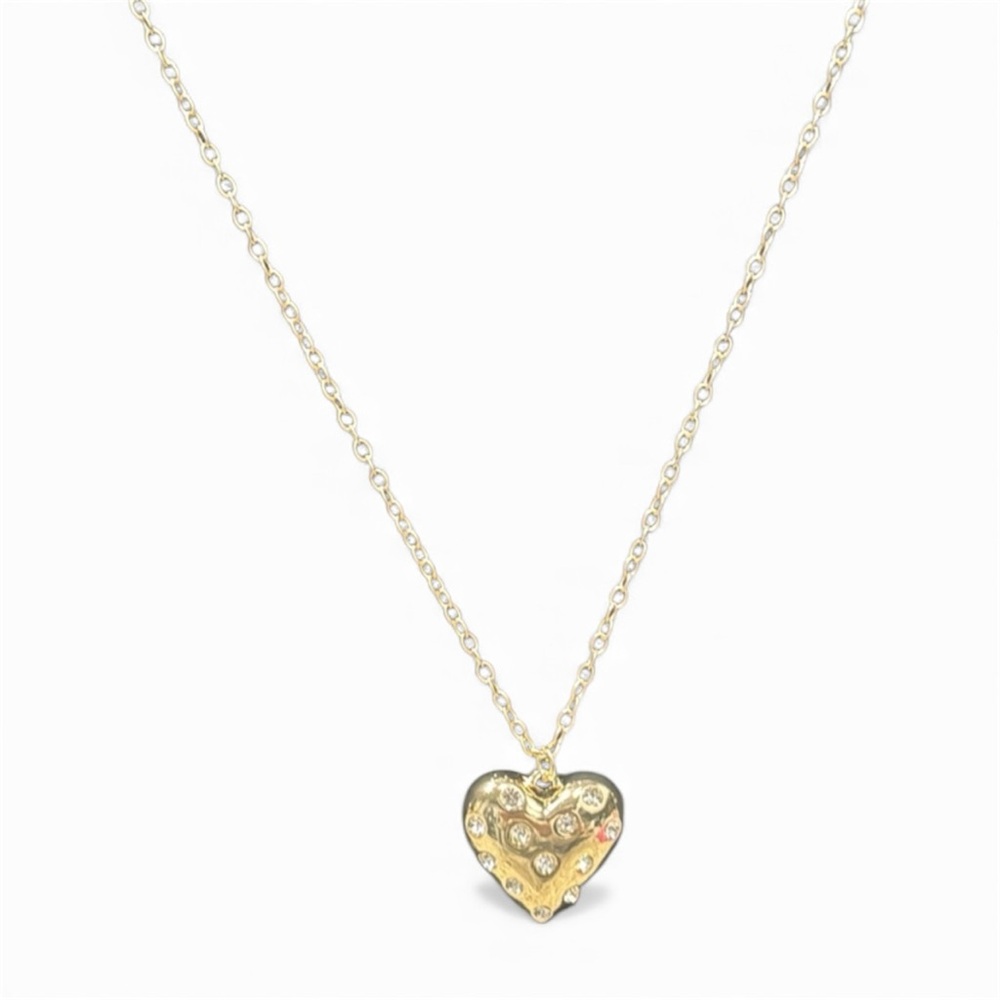 J.Crew Crystal Heart Pendant Necklace Gold Tone Layering Necklace - Picture 3 of 3